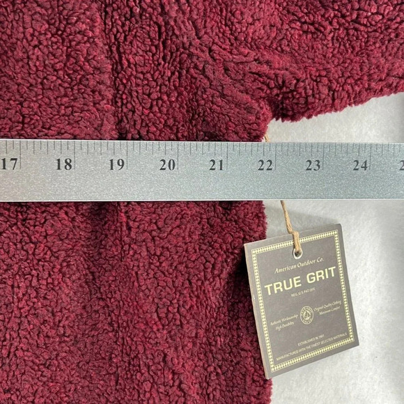 True Grit Shirt Womens Size M Deep Pile Fleece Button Up Long Sleeve Burgundy - Picture 10 of 11